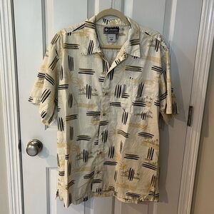 Columbia Men’s Buttondown, Surf Boards and Palm Tree Print, XL